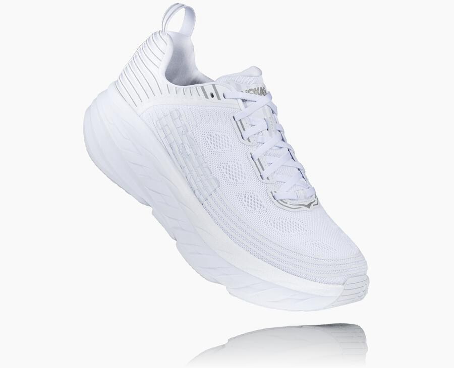 Running Shoes Mens - Hoka One One Bondi 6 - White - JUHPGFI-37